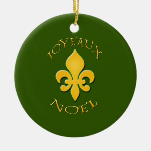 Joyeaux Noel Fleur de Lis Holiday Ornament (Voorkant)