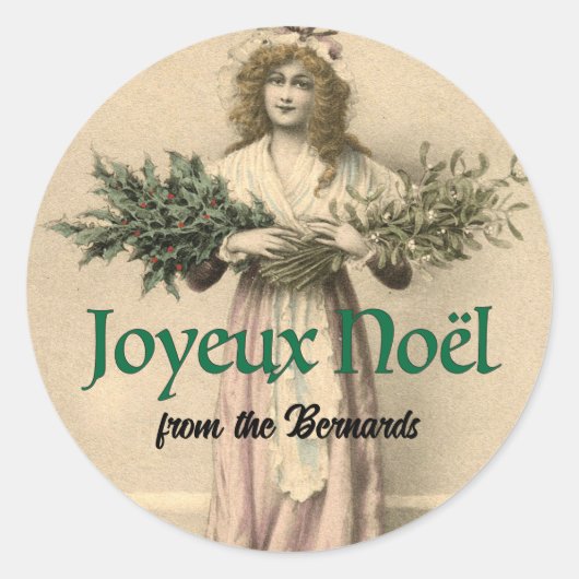 Joyeaux Noel Frans kerstpakket Ronde Sticker (Voorkant)