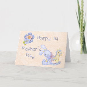 Joyeuse 1ère Carte de Fête des Mères Bleue