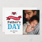 Joyeuse 1ère Fête des pères Carte photo de typogra (Devant / Derrière)