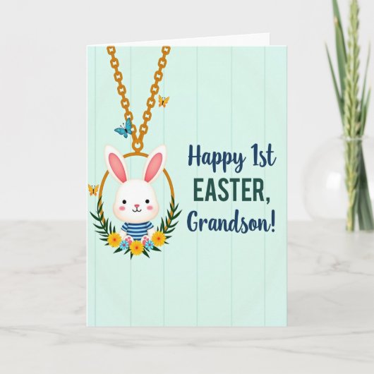 Joyeuse 1ère Pâques Carte pour Petit-Fils (Devant)