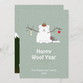 'Joyeuse année à aboiements' Carte de Noël plate d (Devant / Derrière)