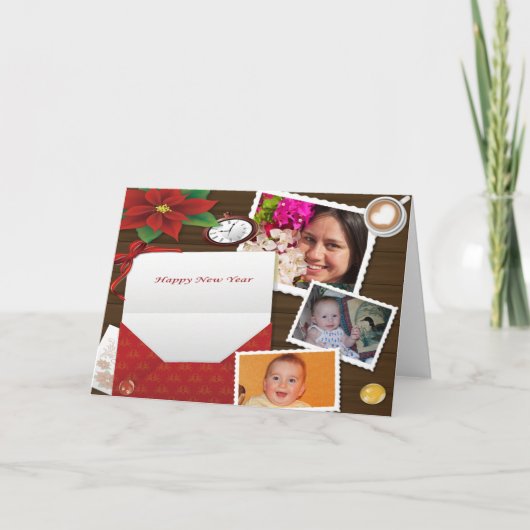 Joyeuse année avec Holly Ajouter une photo Carte d (Devant)