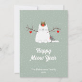 'Joyeuse année miaou' Carte de Noël plate de chat  (Devant)