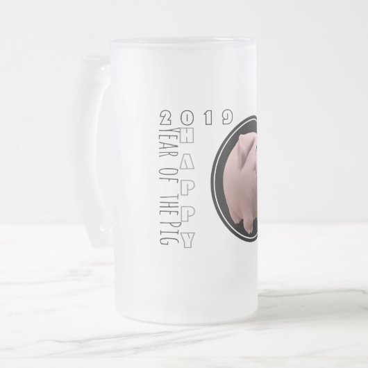 Joyeuse année PIg 2019 3D en verre dépoli Mug 2 (Devant gauche)