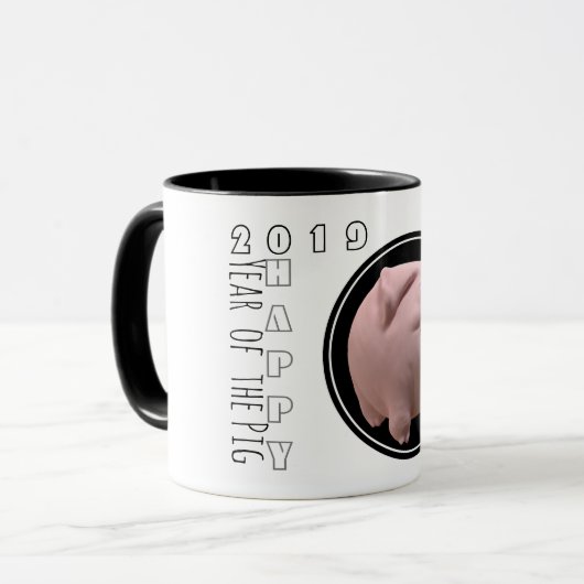 Joyeuse année PIg 2019 3D Mug à deux tons 2 (Devant gauche)