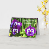 Joyeuse Anniversaire Belated Purple Pansies carte (Fleur jaune)