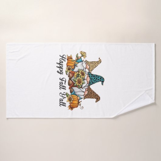 Joyeuse automne Y tous Gnome Leopard Citrouille Ch (Serviette de bain)