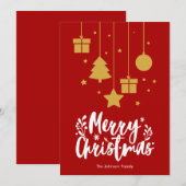 Joyeuse calligraphie de Noël Carte rouge de Noël (Devant / Derrière)