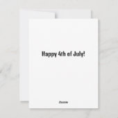 Joyeuse carte 4 juillet fête de l'indépendance (Dos)