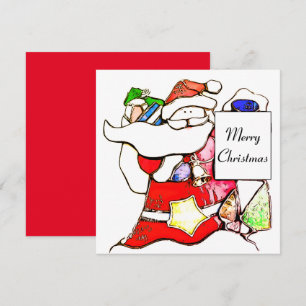 Joyeuse carte à plat Père Noël Christmas