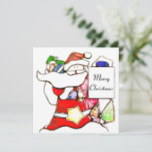 Joyeuse carte à plat Père Noël Christmas (Debout devant)