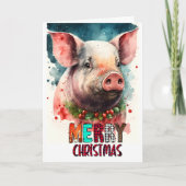 Joyeuse carte bébé de Noël PIG (Devant)
