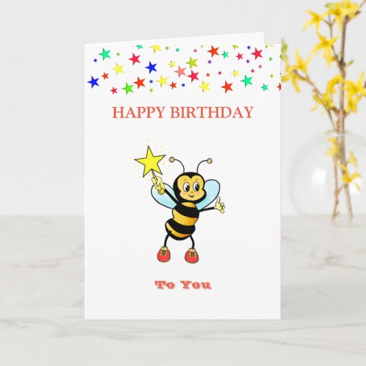 Joyeuse carte Bee & Stars (Fleur jaune)