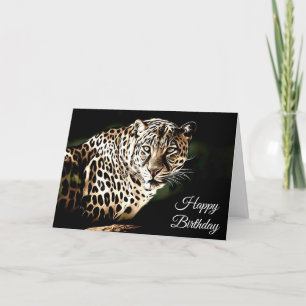 Joyeuse carte blanche de Cool Leopard anniversaire