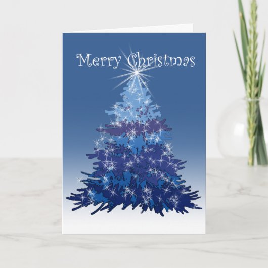 Joyeuse carte bleue sapin de Noël (Devant)
