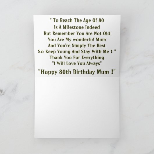 Joyeuse carte d'anniversaire 80e pour maman (Intérieur)