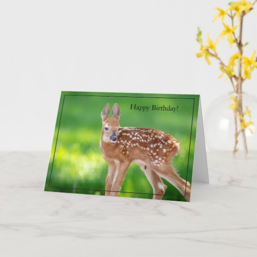 Joyeuse carte d'Anniversaire à queue blanche (Fleur jaune)