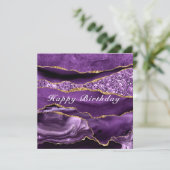 Joyeuse carte d'anniversaire Agate violet violet v (Debout devant)
