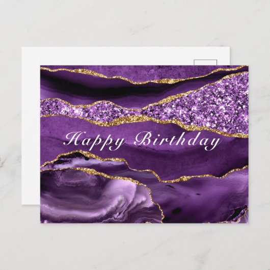 Joyeuse carte d'anniversaire Agate violet violet v (Devant / Derrière)