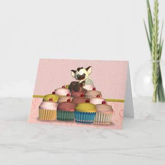 Joyeuse carte d'anniversaire avec petit ange de ch (Devant)