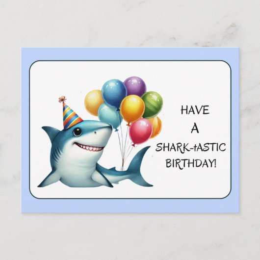 Joyeuse Carte d'Anniversaire avec Requin (Devant)