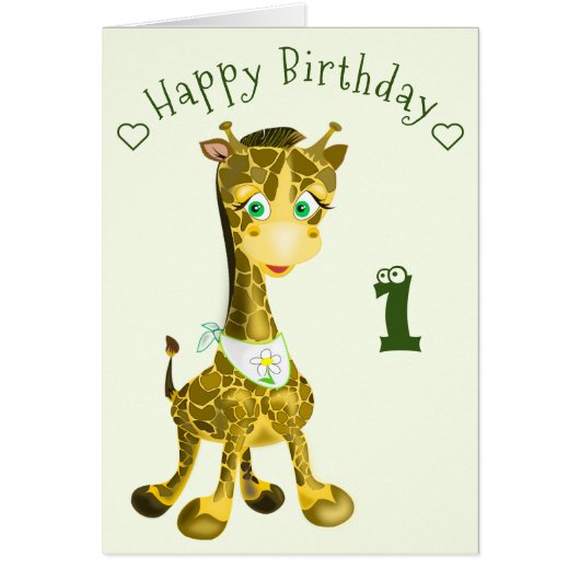 Joyeuse carte d'anniversaire Baby Giraffe - Ajoute (Devant)