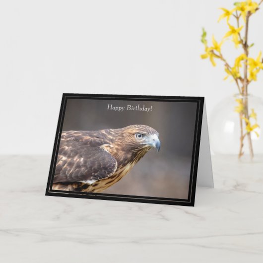 Joyeuse carte d'anniversaire Buse à queue rousse (Fleur jaune)