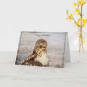 Joyeuse carte d'anniversaire Buse à queue rousse (Fleur jaune)