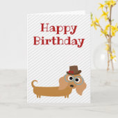 Joyeuse carte d'anniversaire Dachshund Chien blanc (Fleur jaune)