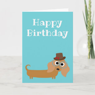 Joyeuse carte d'anniversaire Dachshund Chien blanc