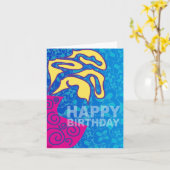 Joyeuse carte d'anniversaire Feuille Jaune Vase ro (Fleur jaune)