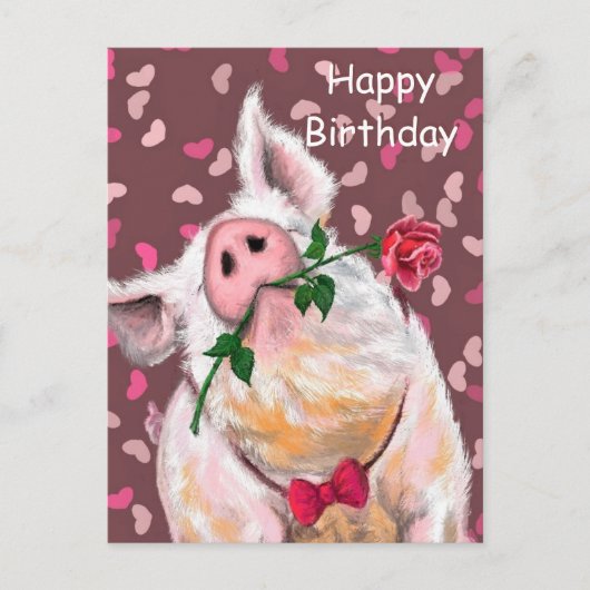 Joyeuse carte d'anniversaire Gentleman Pig - Roman (Devant)