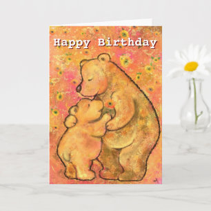 Joyeuse carte d'anniversaire maman et bébé ourson 