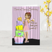 Joyeuse carte d'anniversaire petite fille avec un (Fleur jaune)