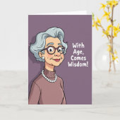 Joyeuse Carte d'Anniversaire pour Dame à Lunettes (Fleur jaune)