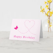 Joyeuse carte d'anniversaire Volant papillon rose  (Fleur jaune)