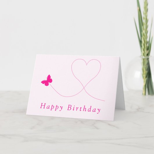 Joyeuse carte d'anniversaire Volant papillon rose  (Devant)