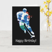 Joyeuse carte d'aquarelle du joueur de hockey d'an (Fleur jaune)