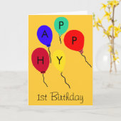 Joyeuse carte de ballons volant 1er anniversaire (Fleur jaune)