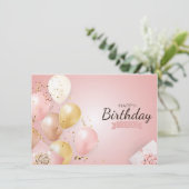 Joyeuse carte de balon rose anniversaire (Debout devant)