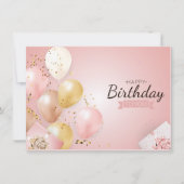 Joyeuse carte de balon rose anniversaire (Devant)