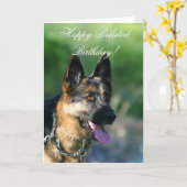 Joyeuse carte de berger allemand d'anniversaire ta (Fleur jaune)