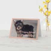 Joyeuse carte de chiot du Yorkshire Belated Mother (Fleur jaune)