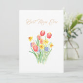 joyeuse carte de cône de fleurs tulipes de jour de (Debout devant)
