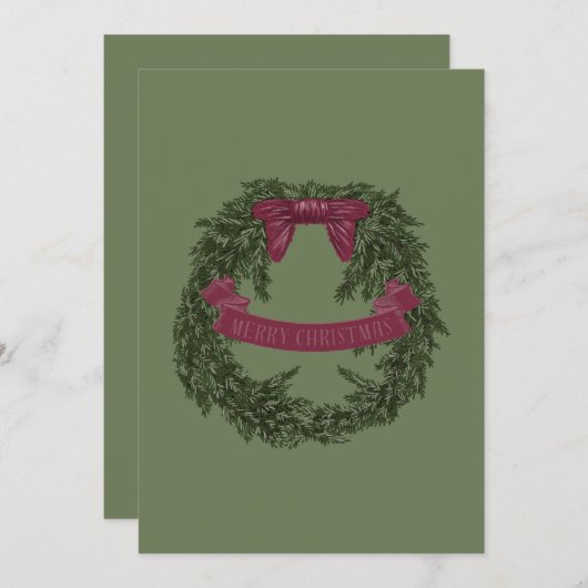 Joyeuse carte de couronne de Noël (Devant / Derrière)