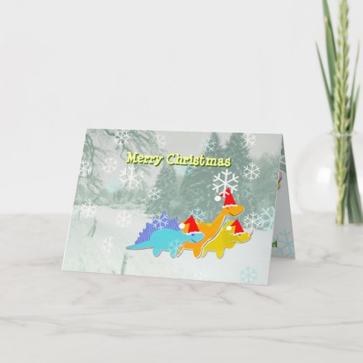 Joyeuse carte de dinosaures de Noël (Devant)