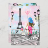 Joyeuse carte de fête des mères femme avec ballon (Devant / Derrière)