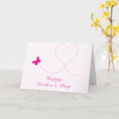 Joyeuse carte de fête des mères Papillon rose vola (Fleur jaune)