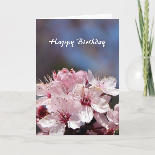 Joyeuse carte de fleurs de cerise rose anniversair (Devant)